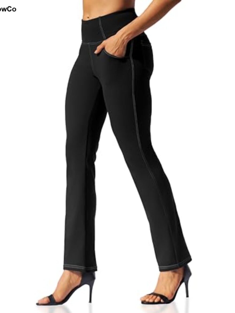 High Waisted Straight Leg Yoga Pants with Pockets Women Athletic